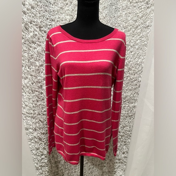 BANANA REPUBLIC PINK AND GRAY STRIPE LONG SLEEVE T—SHIRT SIZE L - Picture 5 of 12